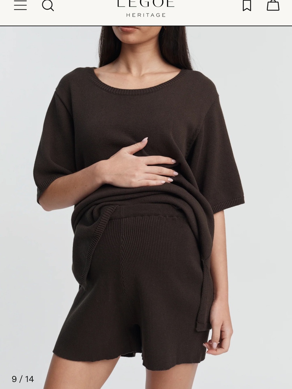 Maternity Dark Brown Knit Short
